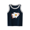 Kids Boys Basic Cute Cartoon Car Rocket Pattern Round Neck Sleeveless Casual Vest