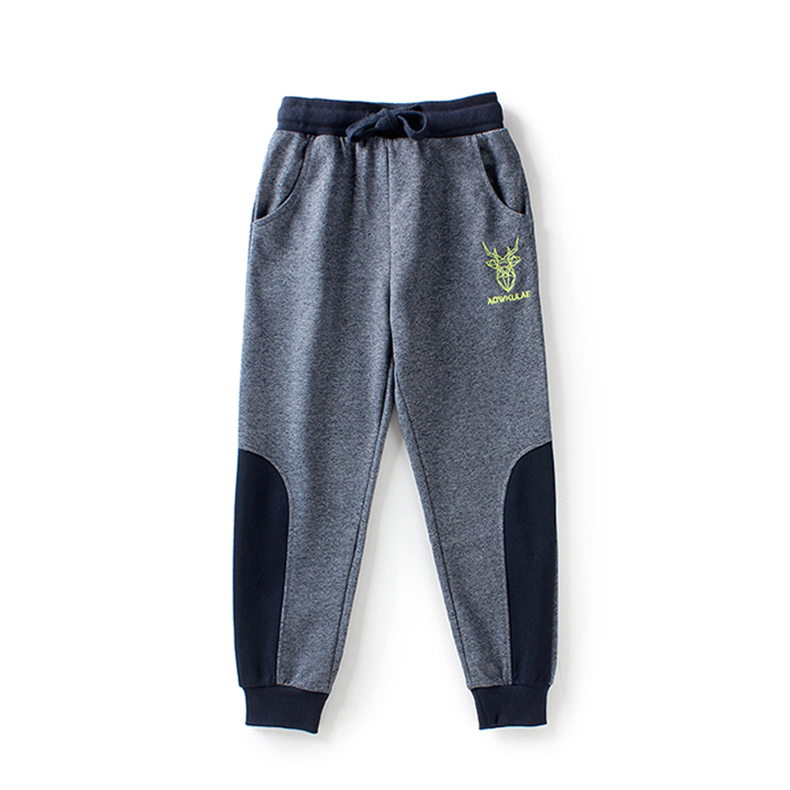 Boys Casual Deer Head Pattern Drawstring Waist Pocket Jogger Pants