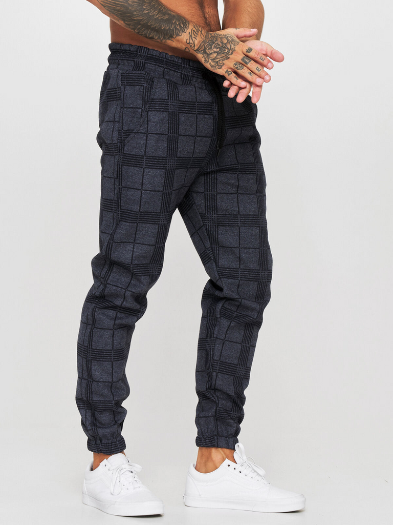 Men'S Casual Plaid 3d Digital Printing Fitness Trousers