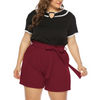 Women Plus-Size Bowknot Casual Summer Vacation Straight-Leg Shorts