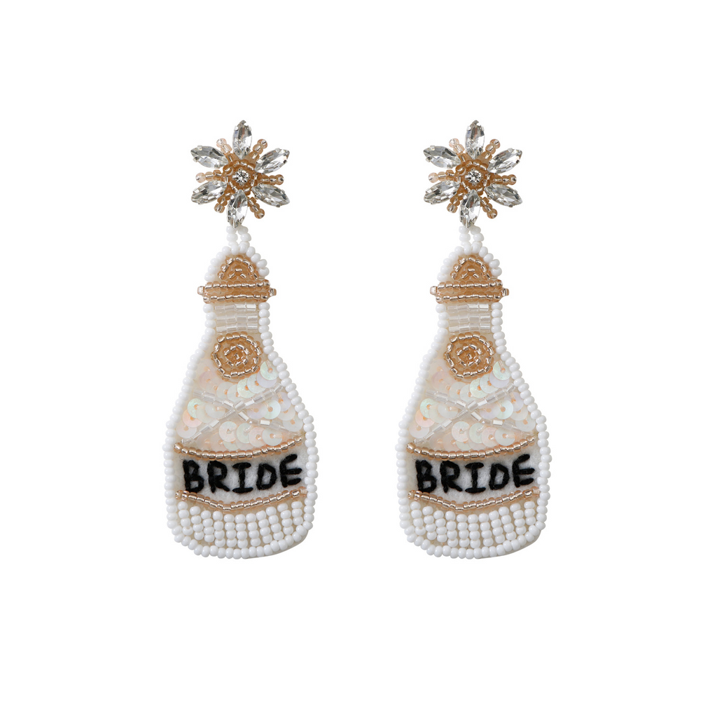 Women Personalized Creative Wedding Bridal Diy Hand-Woven Champagne Bottle Bead Earrings