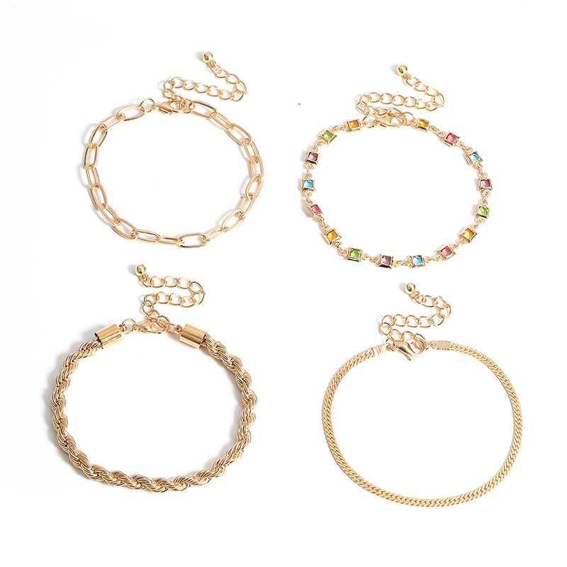 Fashion Colorful Gemstone Decor Bracelets Set