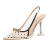 Plus Size Women Fashion Pointed Toe Polka Dot Bow Transparent Sandals