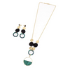 Creative Multilayer Round Shape Acrylic Brass Pendant Necklace Earrings Set