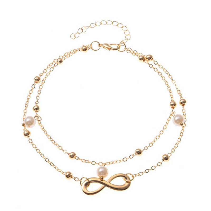 Fashion 8 Shape Pearl Pendant Decoration Anklet ( 2 sets )