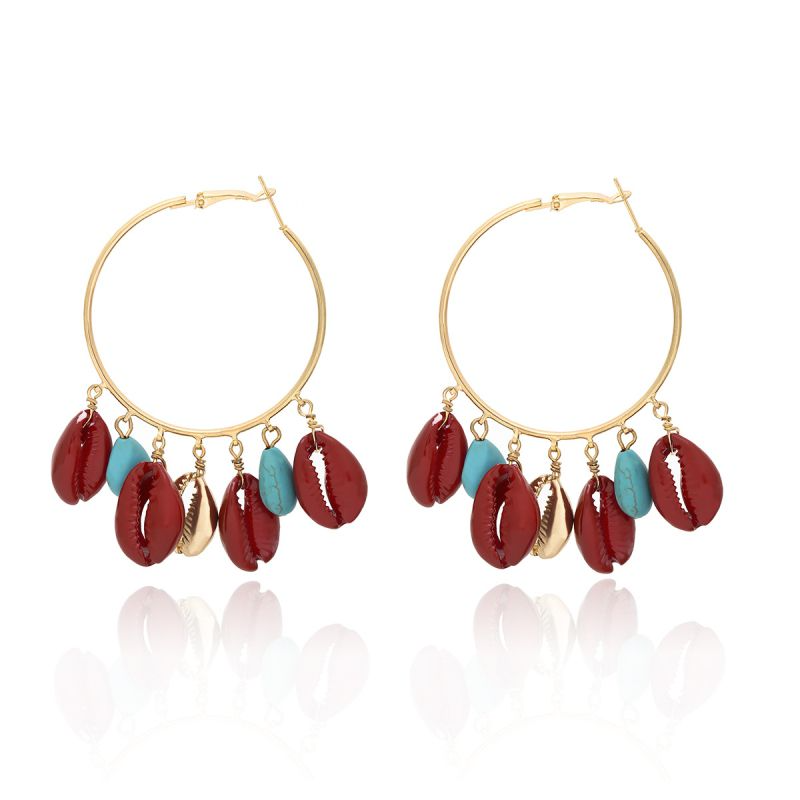 Ethnic Style Shell Design Hoop Earrings