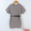 Children Kids Baby Fashion Girls Casual Short Sleeve Solid Color Round Neck Dress