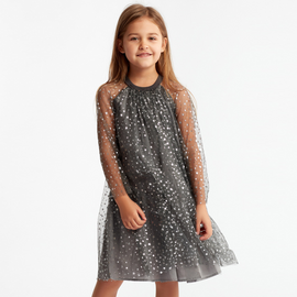 Children Kids Baby Fashion Girls Summer Sequin Mesh Princess Dress