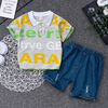 Children Kids Baby Fashion Boys Short Sleeve Letter Print T-Shirt And Shorts 2pcs Set