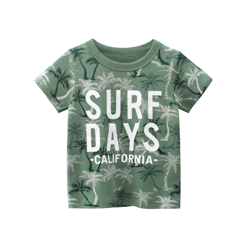 Boys Fashion Letter Pattern Color Stroke Design T-Shirt