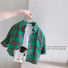 Children Kids Toddlers Boys Plaid Long-Sleeved Shirt