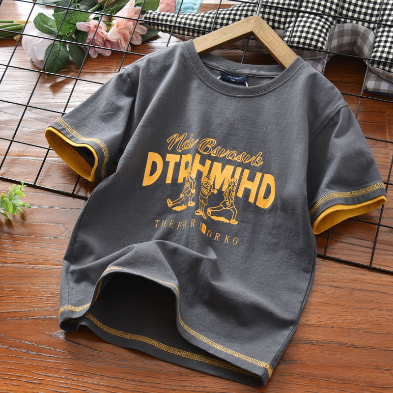 Boys Fashion Letter Figure Pattern Casual T-Shirt