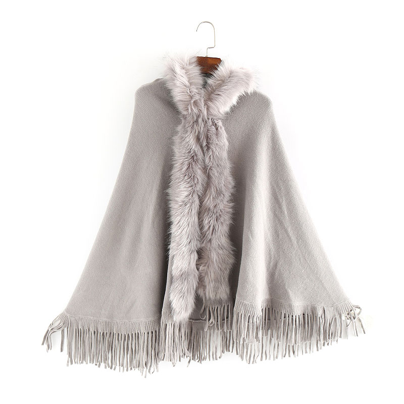 Fashion Solid Color Women Winter Warm Fur Collar Shawl