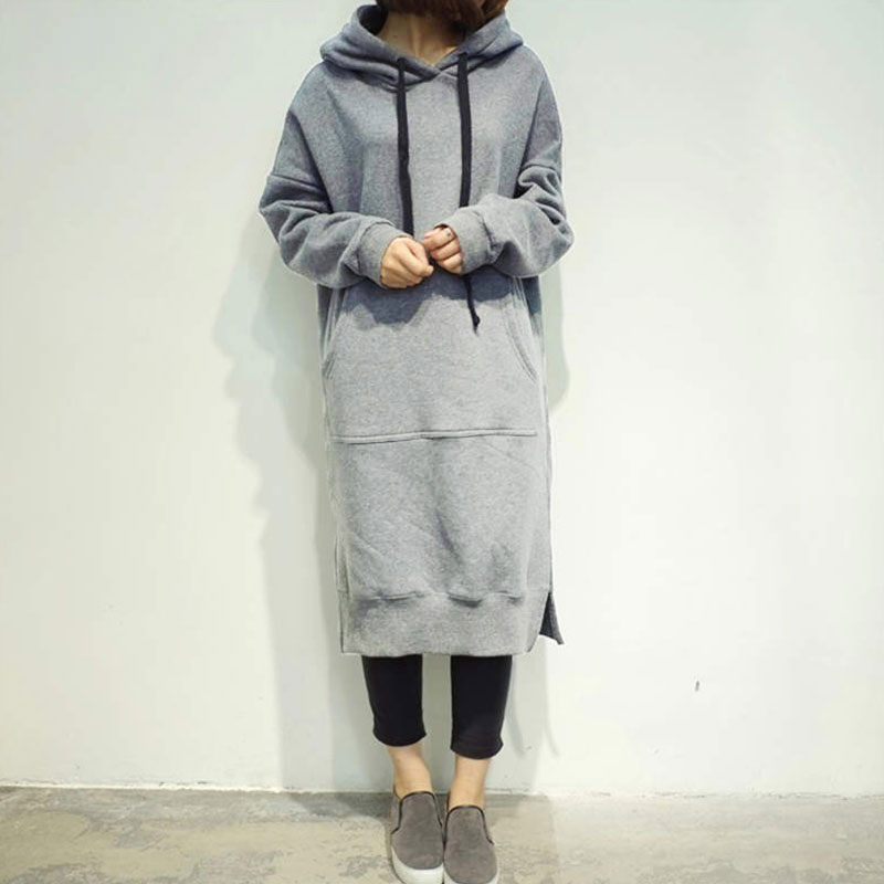 Women Long Sleeve Hooded Sweatshirt-Style Casual Dress