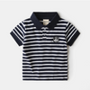 Children Kids Toddlers Fashion Boys Stripe Print Short Sleeve Polo Shirt