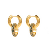 Women'S Fashion Gold Green Zirconium Micro Inlaid Oval Detachable Earrings