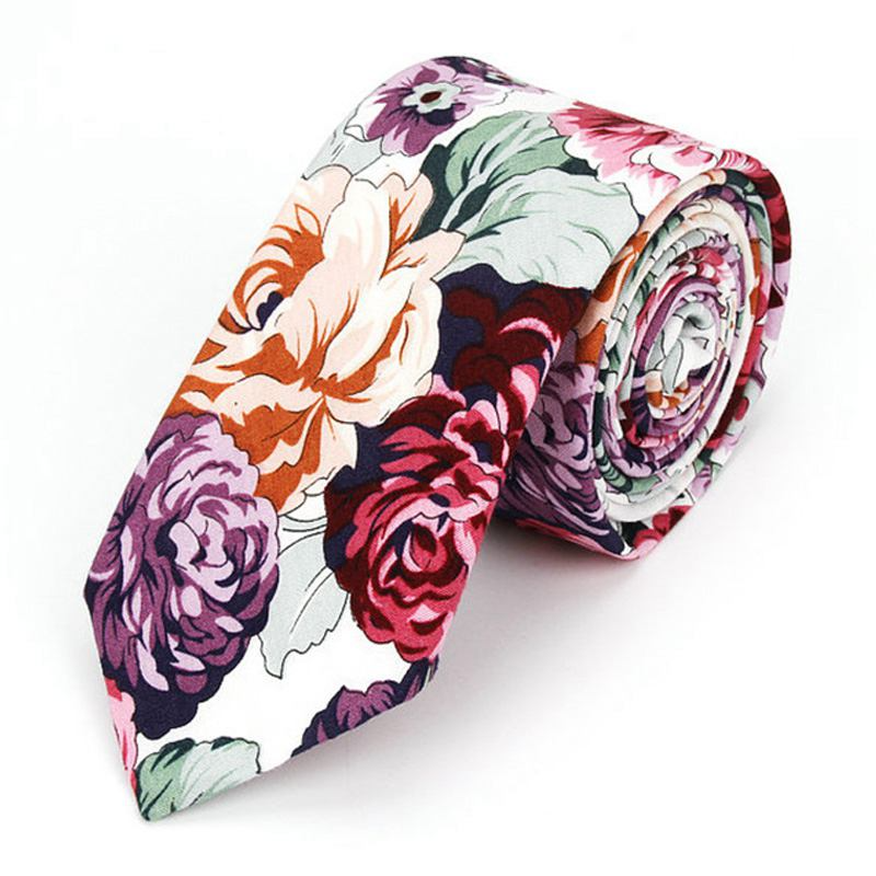 Fashion Men And Women Bright Color Flowers Printed 6cm Tie