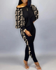 Women Fashion Casual Graphic Print Loose Top And Skinny Pants Set