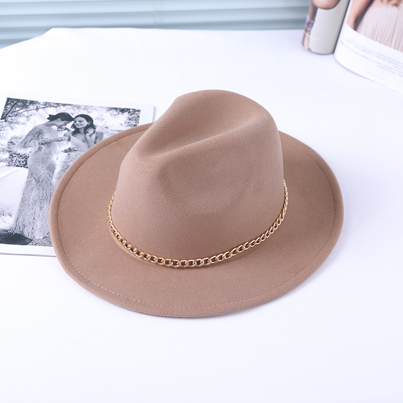 Women Fashion Chain Decoration Jazz Hat