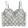 Women Fashion Rhinestone Denim Camisole Corset