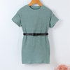 Children Kids Baby Fashion Girls Casual Short Sleeve Solid Color Round Neck Dress