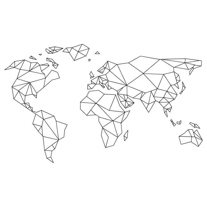 Abstract World Map Print Wall Sticker (2 sets)
