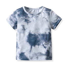 Children Kids Toddlers Boys Tie-Dye Round Neck Pullover Short Sleeve T-Shirt