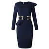 Fashion Round Collar Long-Sleeve Stringy Selvedge Belted Slim