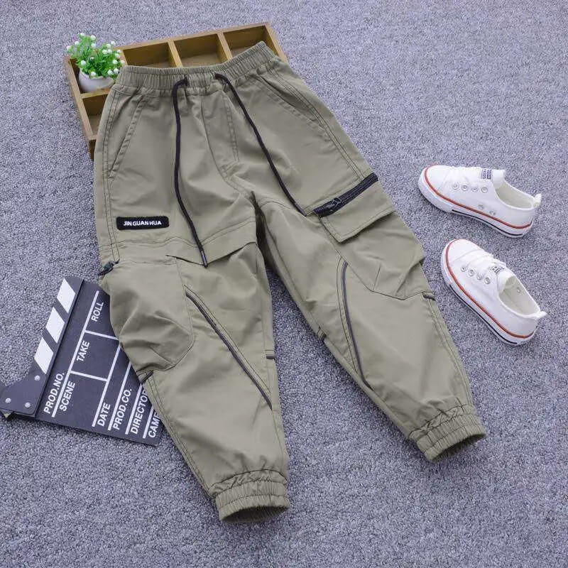 Boys Fashion Big Pocket Design Jogger Pants