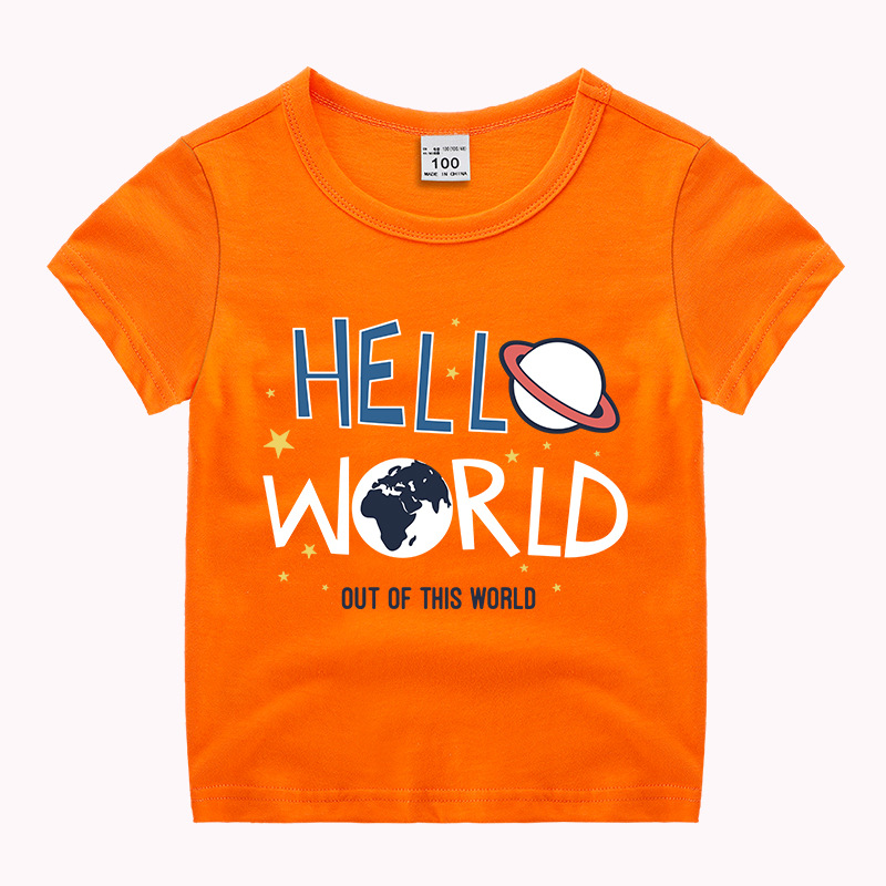 Boys Basic Round Neck Short Sleeve Cartoon Star Letter Pattern T-Shirt