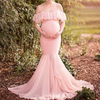 Women Fashion Solid Color Strap Ruffled Maternity Dresses