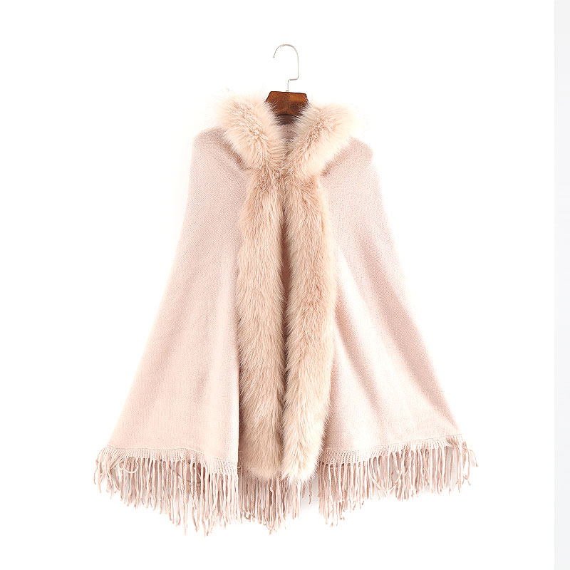 Fashion Solid Color Women Winter Warm Fur Collar Shawl