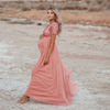 Woman Elegance V-Neck Sequin Mesh Maternity Clothing Dresses