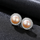 Women Luxury Zircon Natural Freshwater Pearl Silver Stud Earrings