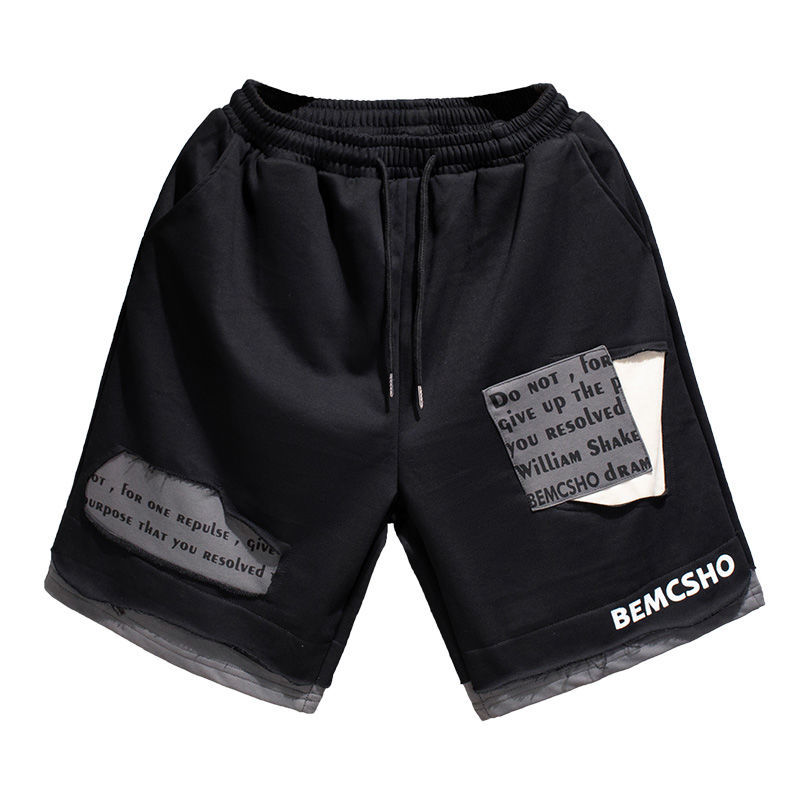Boys Fashion Letter Pattern Patch Design Casual Shorts