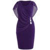 Plus Size Women Round Collar Crease Slim Dress