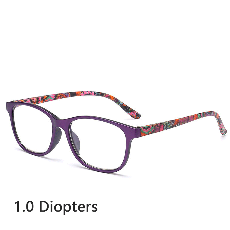 Older Person High Quality Resin Squre Shape Frame Floral Pattern Reading Glasses