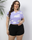 Plus Size Women White Cloud Print Casual Short-Sleeved Crop Top