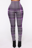 Women Casual Plaid Pattern High Waist Skinny Pants