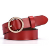 Women Classic Retro All-Match Leather Light Body Round Buckle Simple Circle Pin Belts