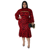 Plus Size Women Leopard Print Ruffle Skirt Two-Piece Set