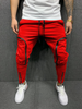 Men Fashion Zipper Patch Pockets Slim Fit Pants