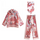 Woman Elegant Red Print Folk Vinatge Beach Shirt Suits