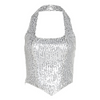 Fashion Women Sexy Edgy Halter Neck Backless Sequined Crop Top