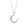 Irregular Moon Shaped Women Exquisite Zircon Decor 925 Silver Necklace