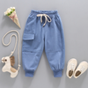 Boys Single Pocket Design Solid Color Casual Pants
