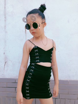 Kids Girls Personalized Solid Color Hip-Hop Skirt