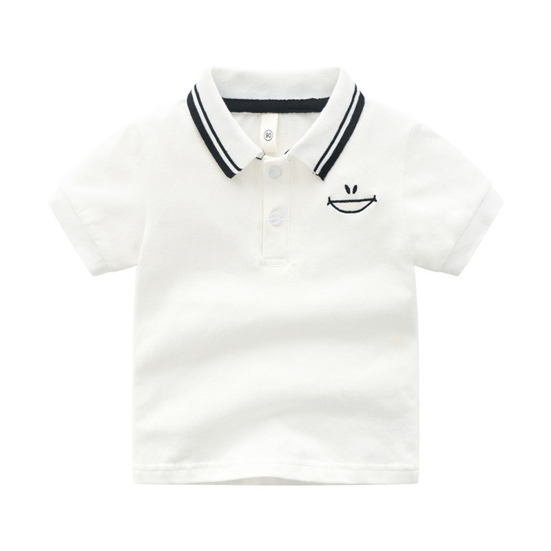 Kids Boys Basic Lapel Short Sleeve Stripe Color Blocking Casual T-Shirt