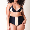 Women Color Blocking Plus Size High-Waisted Two-Piece Swimwear