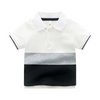 Kids Boys Basic Lapel Short Sleeve Stripe Color Blocking Casual T-Shirt